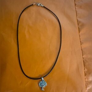 Ebony Silver Necklace Palm Tree Charm